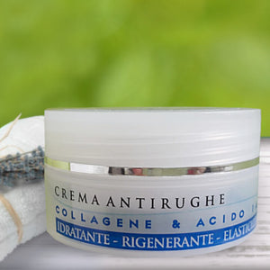 Crema viso antirughe con acido ialuronico e collagene