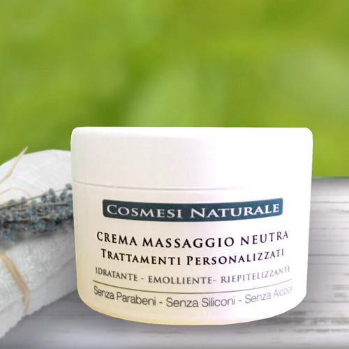Crema massaggi naturale neutra per trattamenti personalizzati